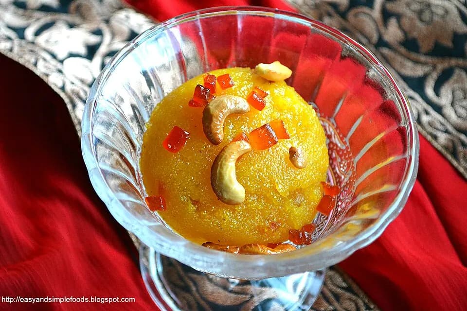 Classic kesari dessert served fresh