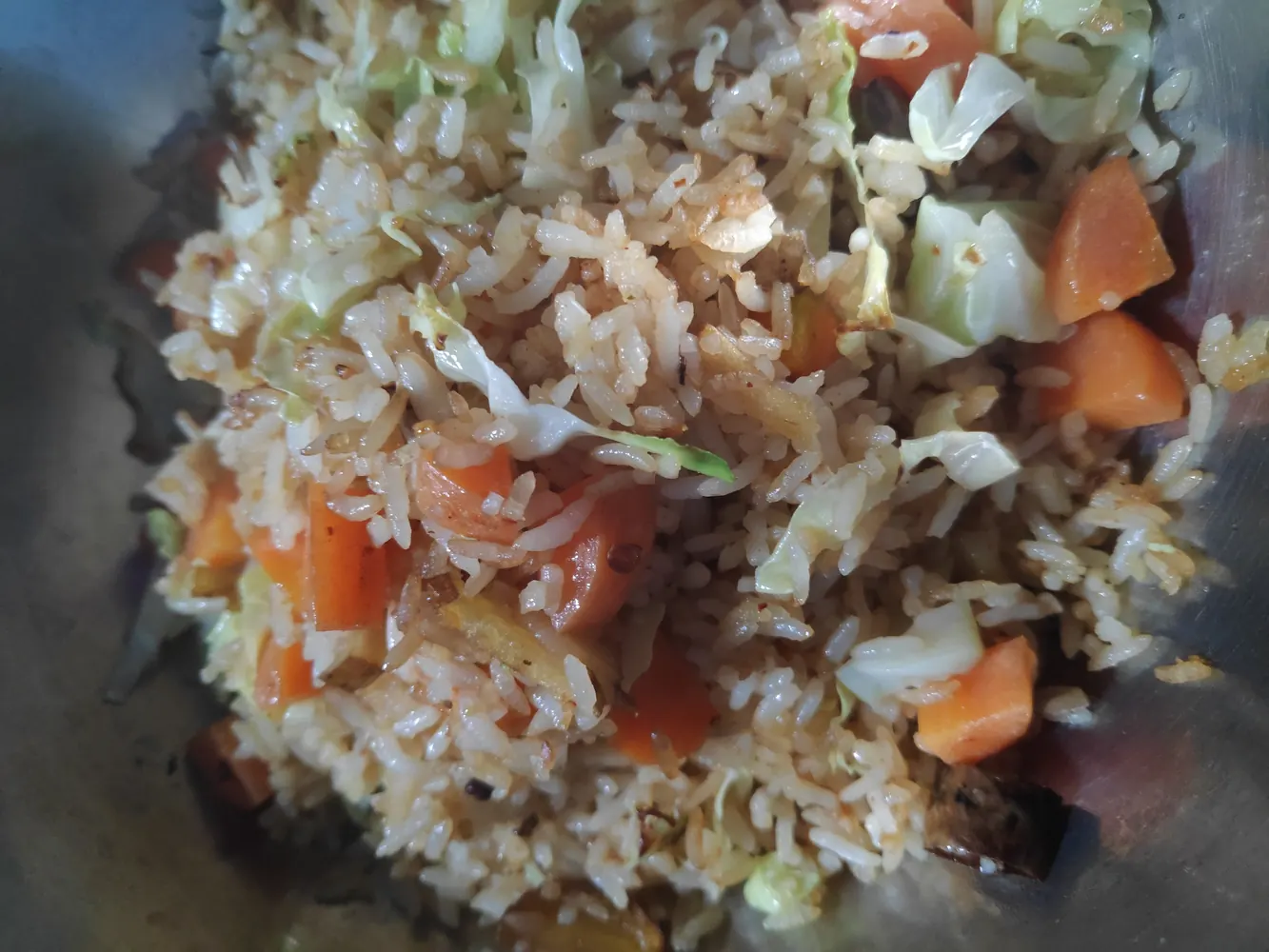 Vegetable fried rice served hot